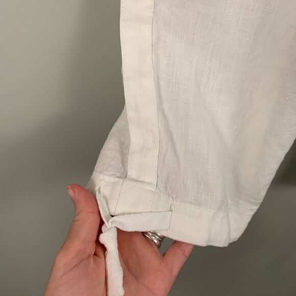 J Jill Purejill linen white linen elastic waist cropped pants size medium - Picture 7 of 12